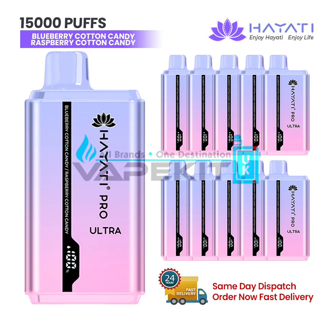 Hayati Pro Ultra 15k Blueberry Cotton Candy/ Raspberry Cotton Candy Vape