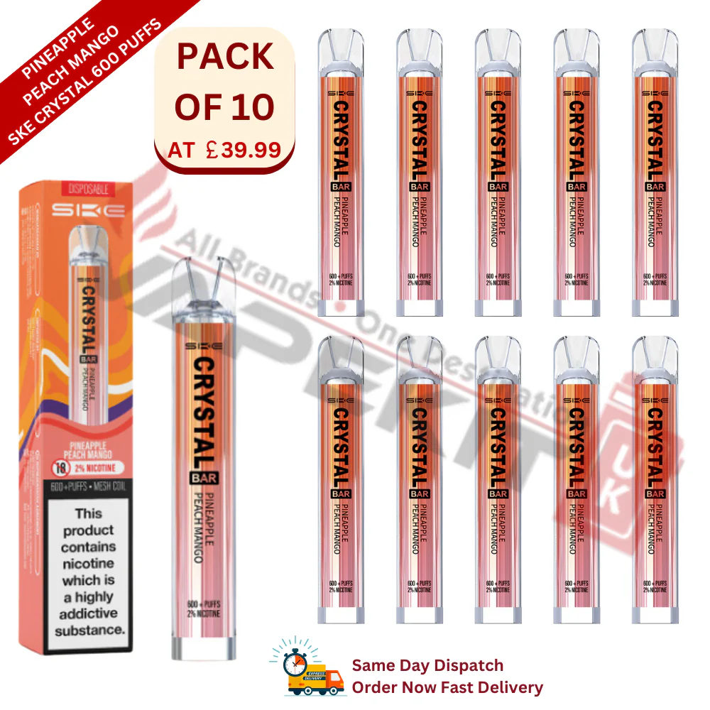 Pineapple Peach Mango SKE Crystal 600 Puffs Prefilled Vape 10 Pack