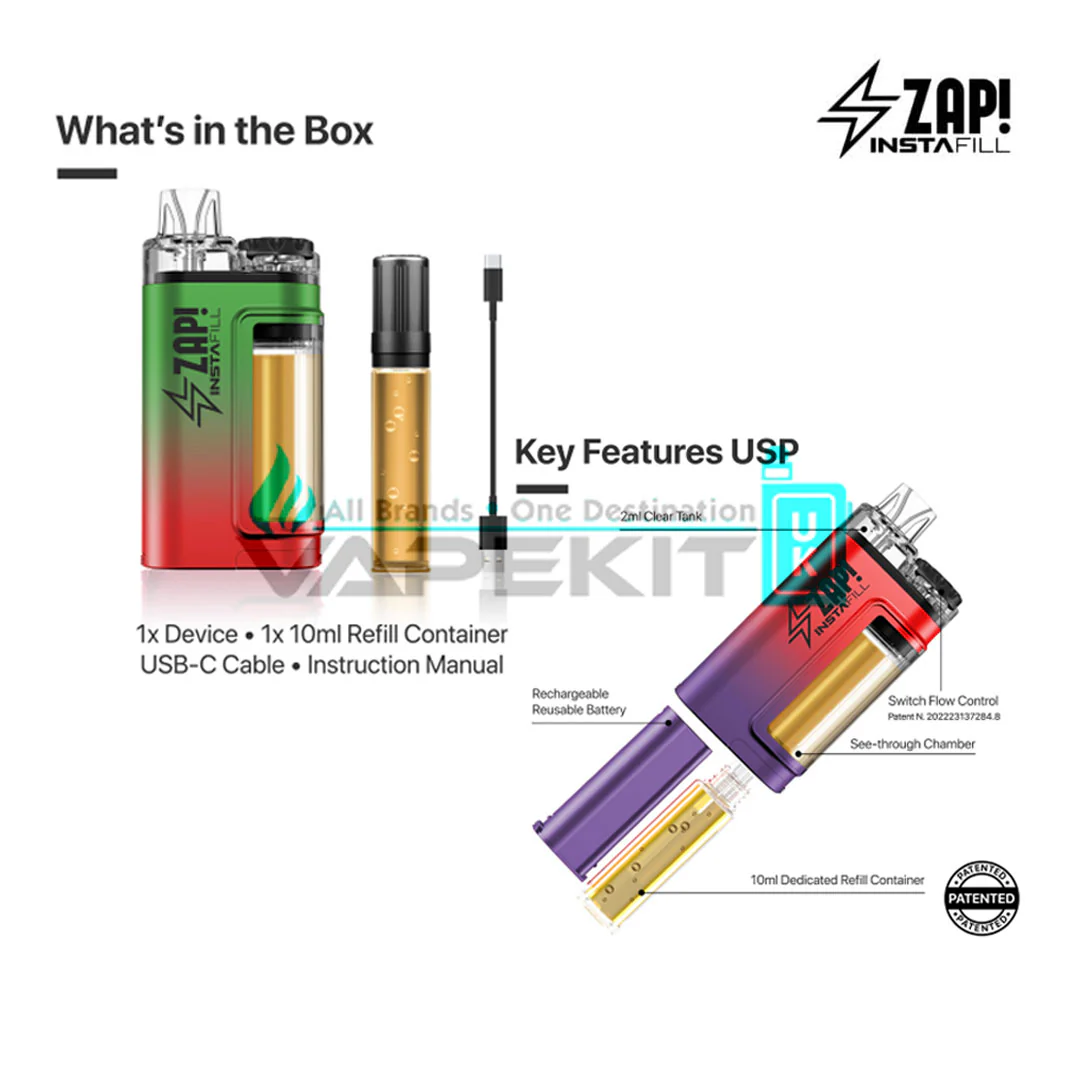 ZAP! INSTAFILL 3500 Puffs Strawberry Kiwi Vape-Just for £12.95 - Image 2